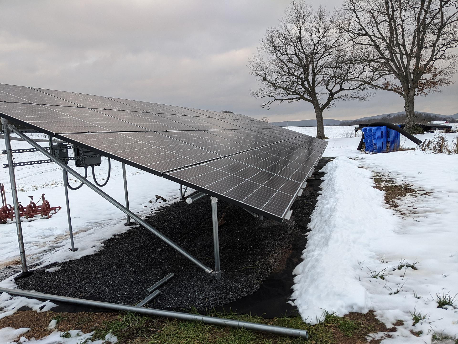 Solar panels in snow
